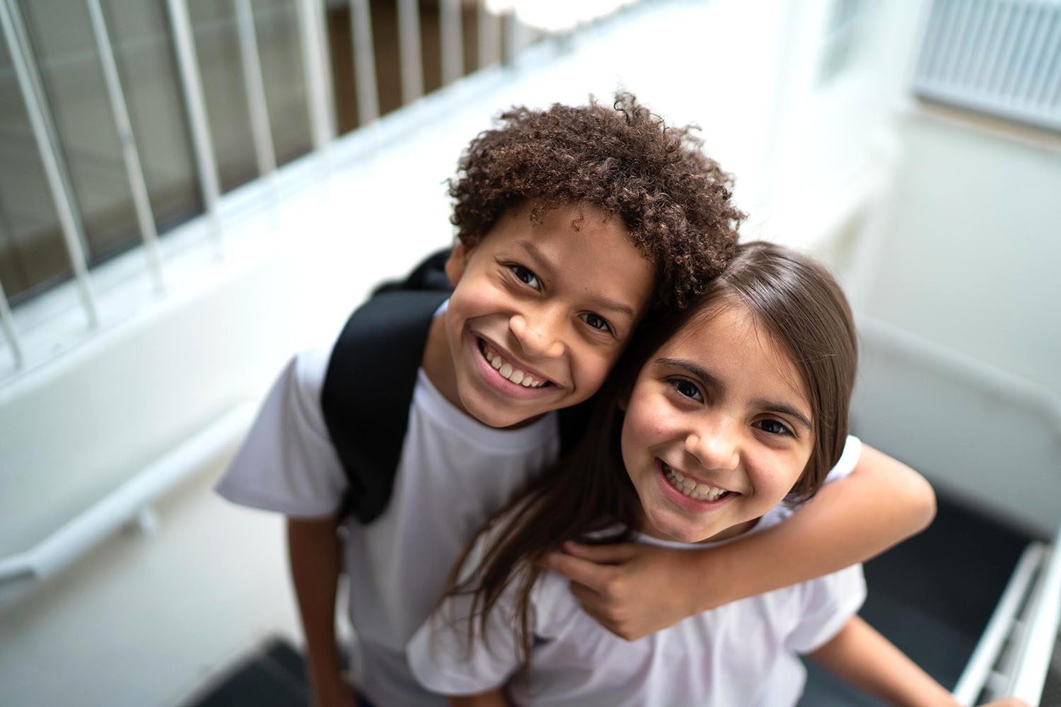 Portrait of two elementary students at school